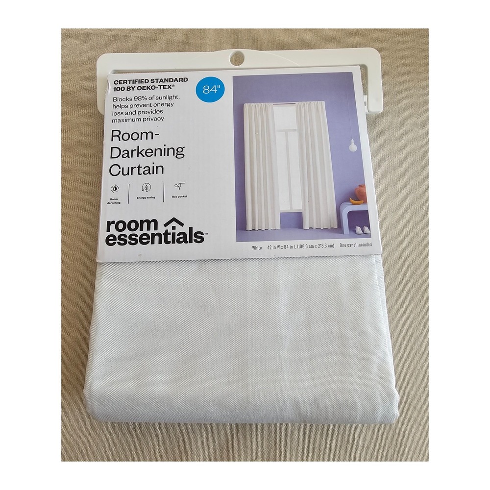 Room Essentials White Room Darkening Thermal Curtain Panel 42x84 Rod Pocket